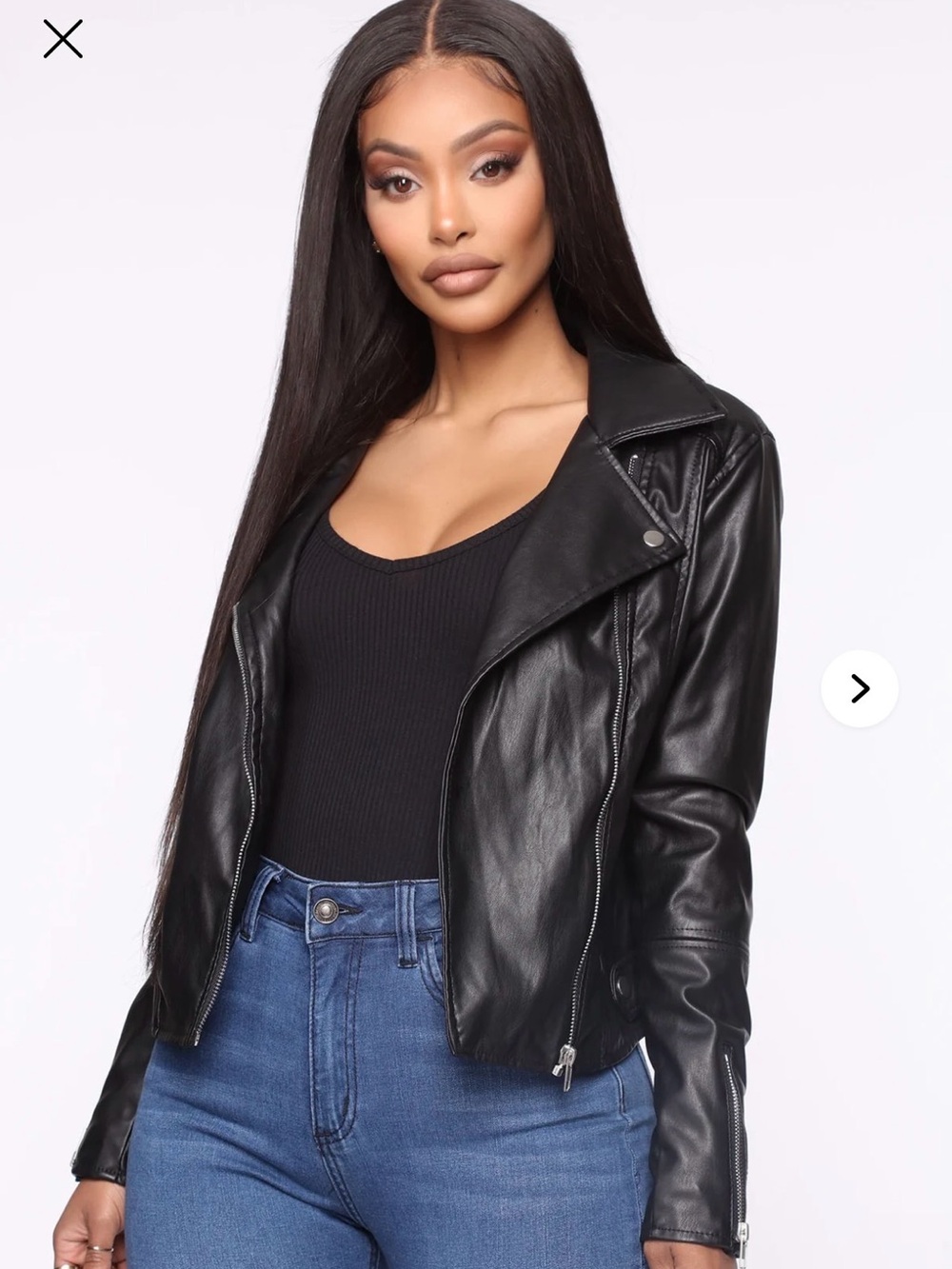NEW Fashion Nova Black Faux Leather Moto Jacket Large